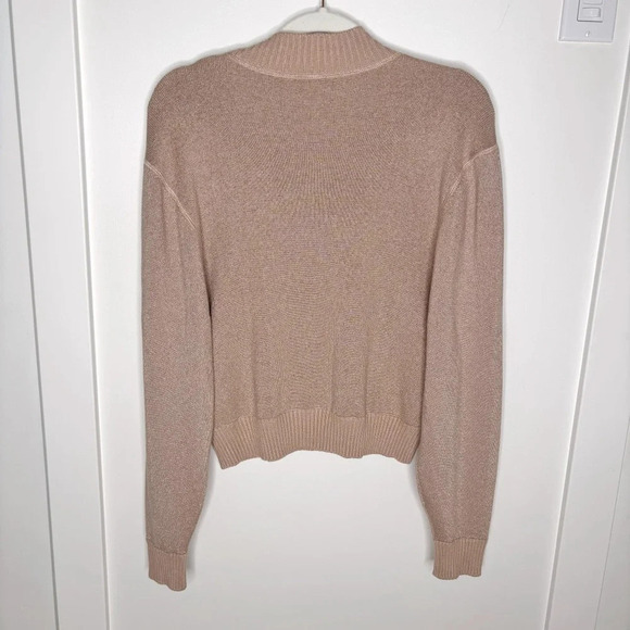 Free People Starry Night Shimmer Sweater Pullover Cream Metallic Holiday Party M - Picture 8 of 9